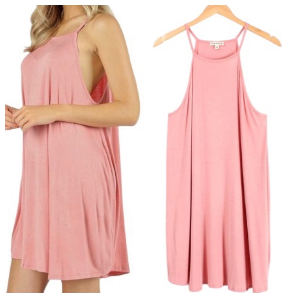 Zenana Outfitters dusty pink relaxed fit dress M